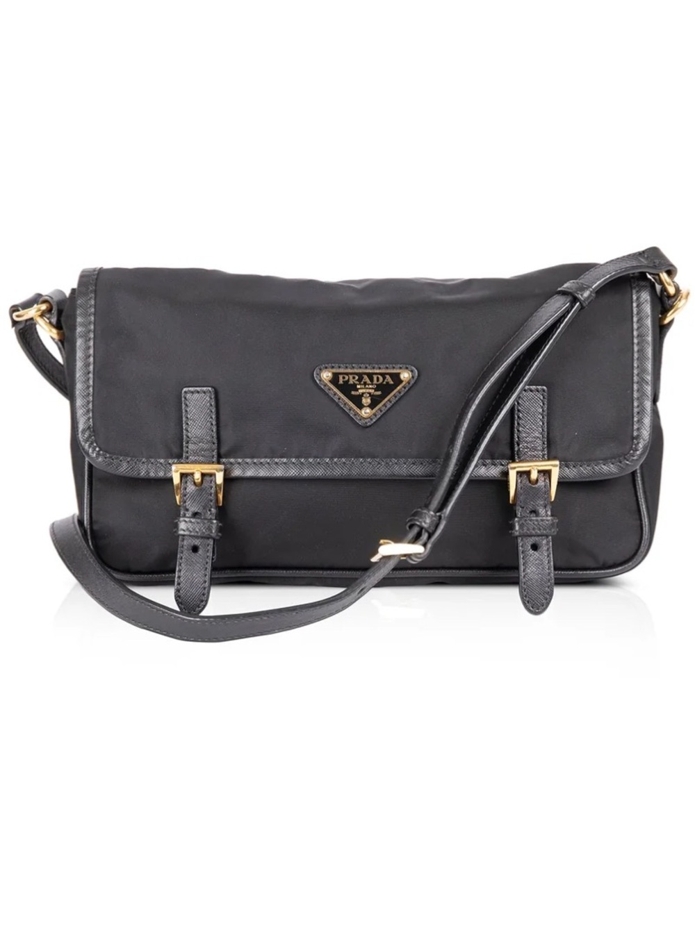 Prada Tessuto Buckle Crossbody Bag